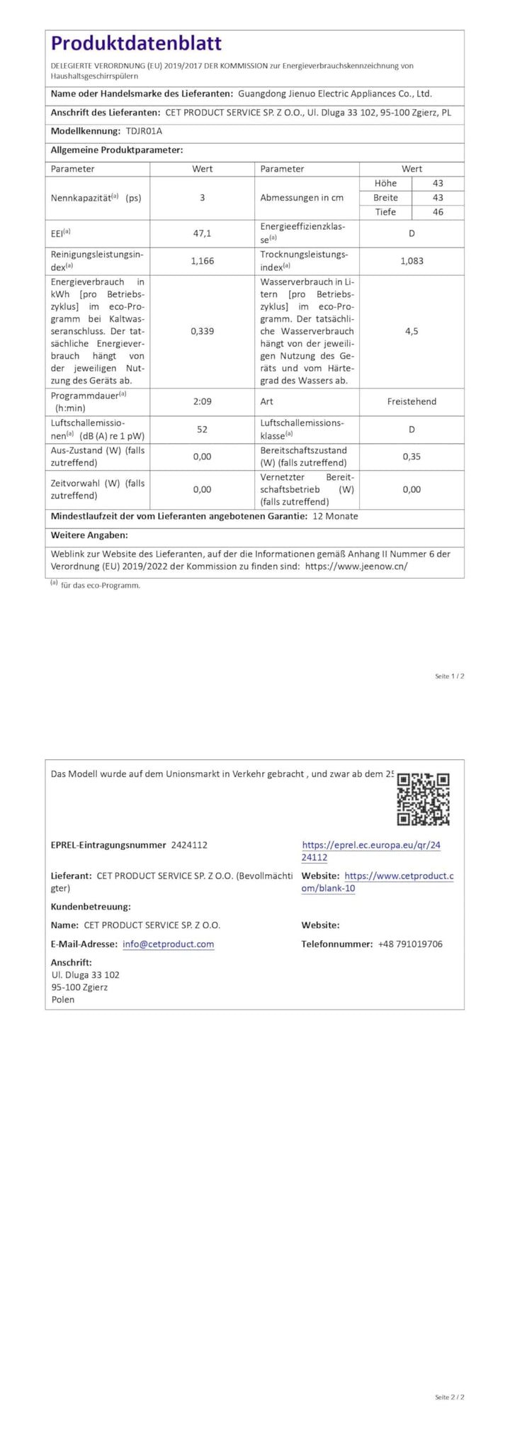 Tischgeschirrspüler 3 Gedecke 6 Programme mit Wassertank - Bild 9