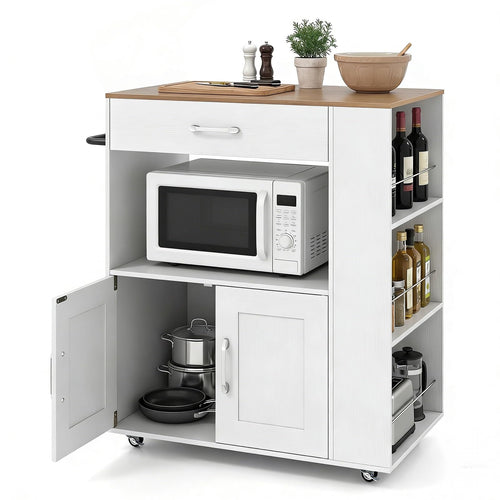 Küchenwagen mit Rollen Arbeitsplatte Schrank Schublade 75x46x90,5 cm