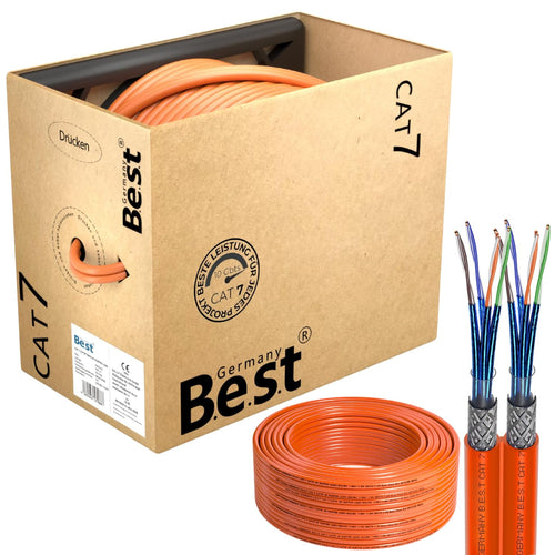 Netzwerkkabel CAT 7 Duplex S/FTP 100m Verlegekabel reines Kupfer