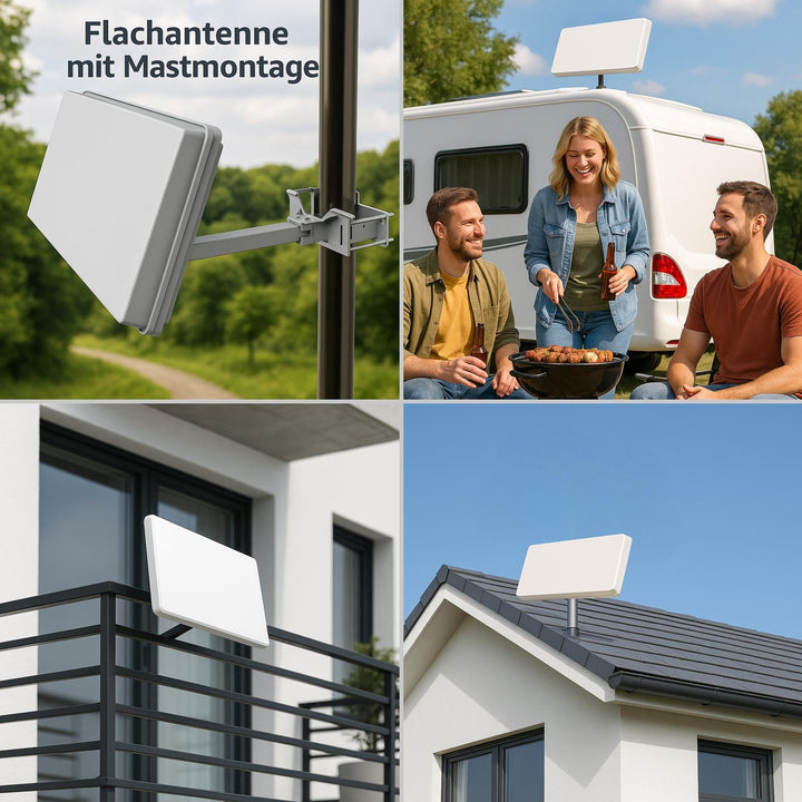 Sat Flachantenne Quad-LNB Komplett-Set für 4 TV mit 50m Kabel - Bild 9