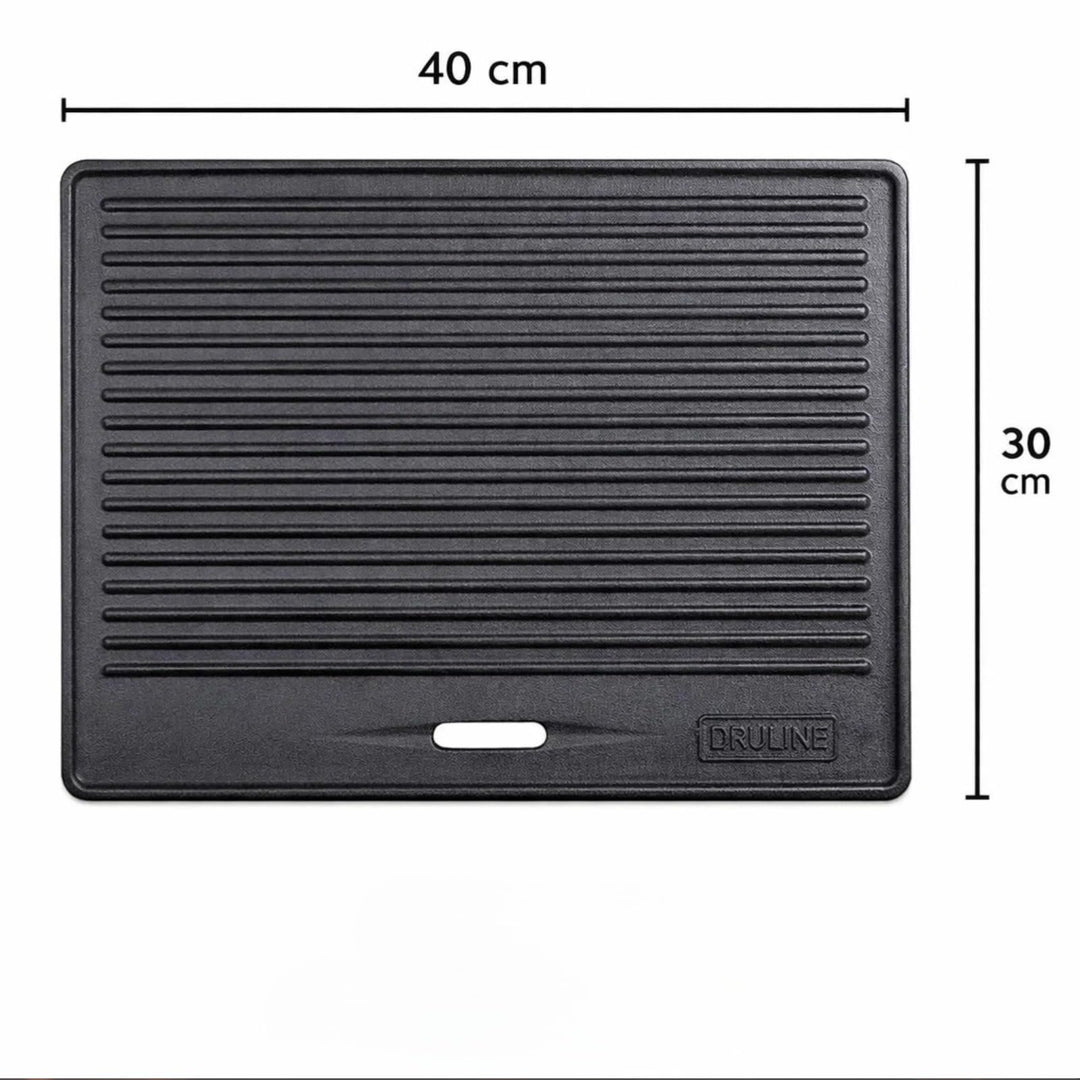 Gusseisen-Wendeplatte 2-in-1 geriffelt &amp; glatt 40x30 cm Gasgrill - Bild 3