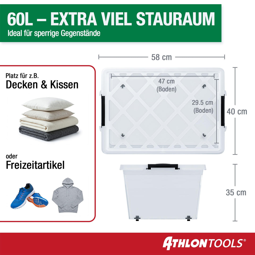 Aufbewahrungsbox 60L mit Deckel transparent stapelbar 4er-Set - Bild 2