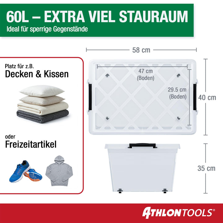 Aufbewahrungsbox 60L mit Deckel transparent stapelbar 4er-Set - Bild 2
