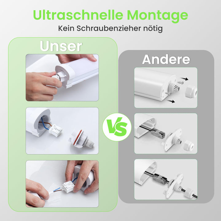 LED Feuchtraumleuchte 120 cm 4000K IP65 Neutralweiss 2er-Set - Bild 6