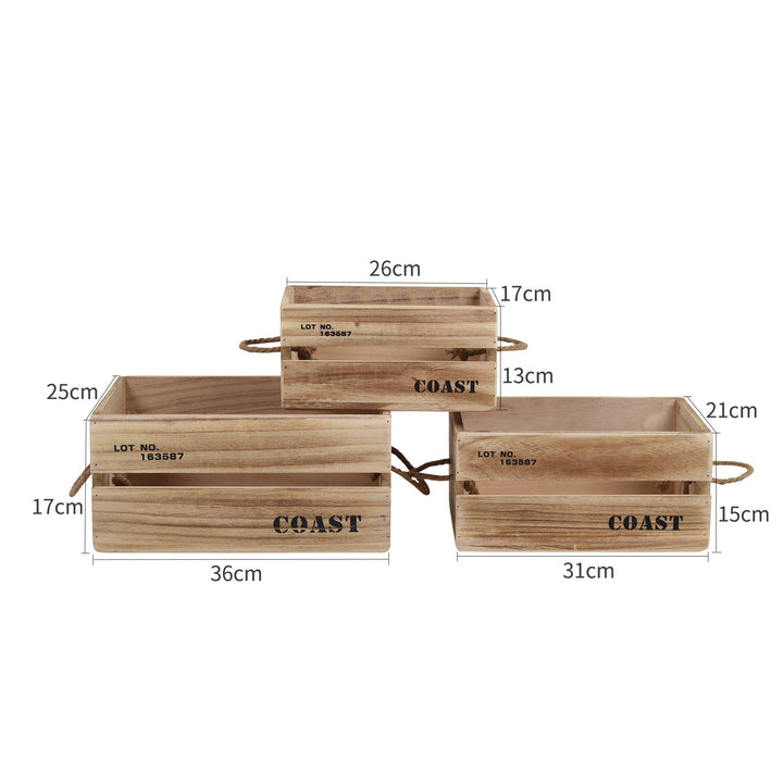 Holzkisten 3er-Set Paulowniaholz Vintage-Stil 3 Grössen - Bild 3