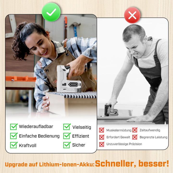 Akku-Tacker 2-in-1 mit USB-C für Polstern und DIY 4V - Bild 2