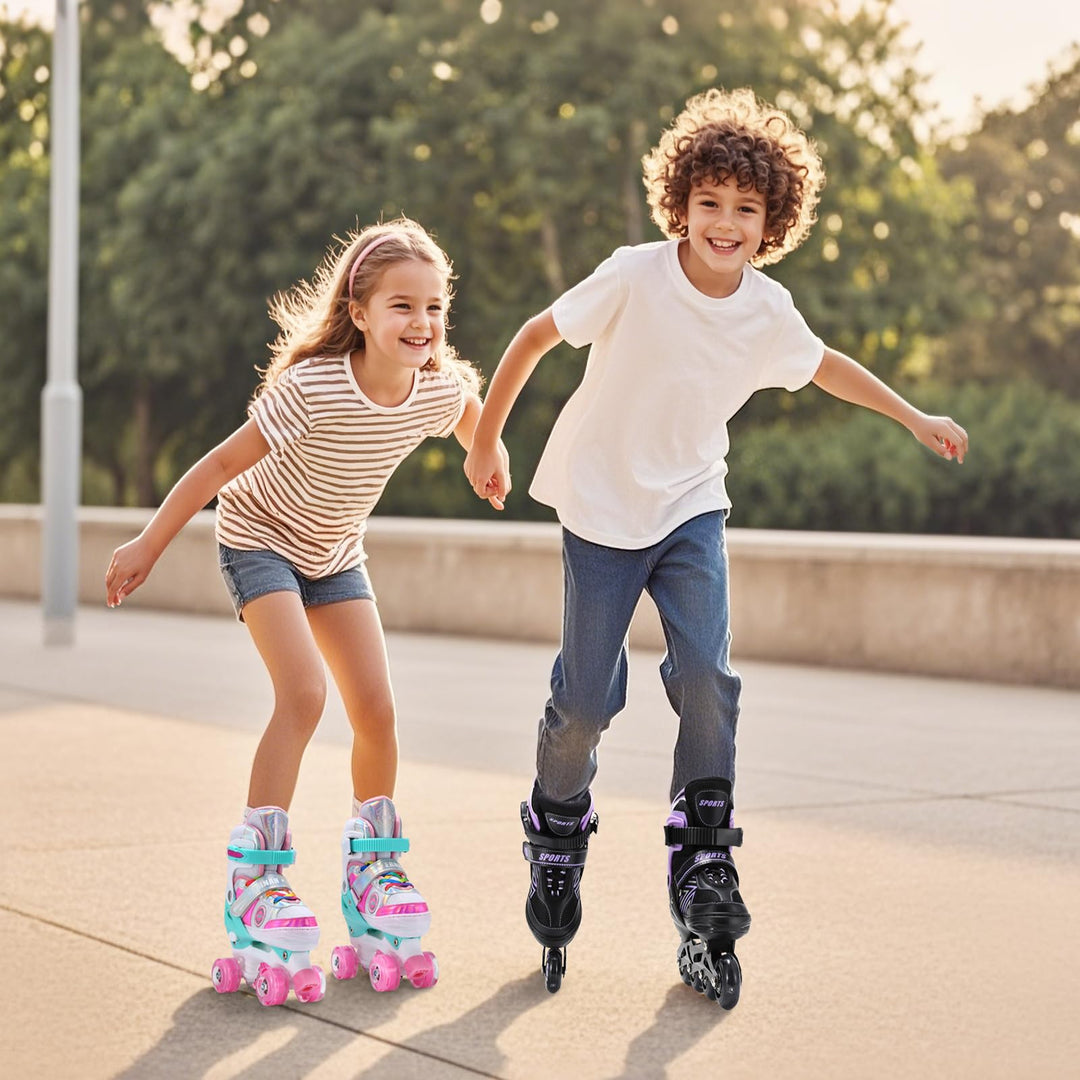 Inline Skates Kinder verstellbar 4 Grössen leuchtende Räder EU32-36 - Bild 7