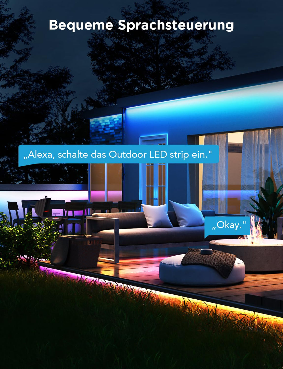 LED Strip Aussen RGBIC 10 m mit App- und Sprachsteuerung IP65 - Bild 8