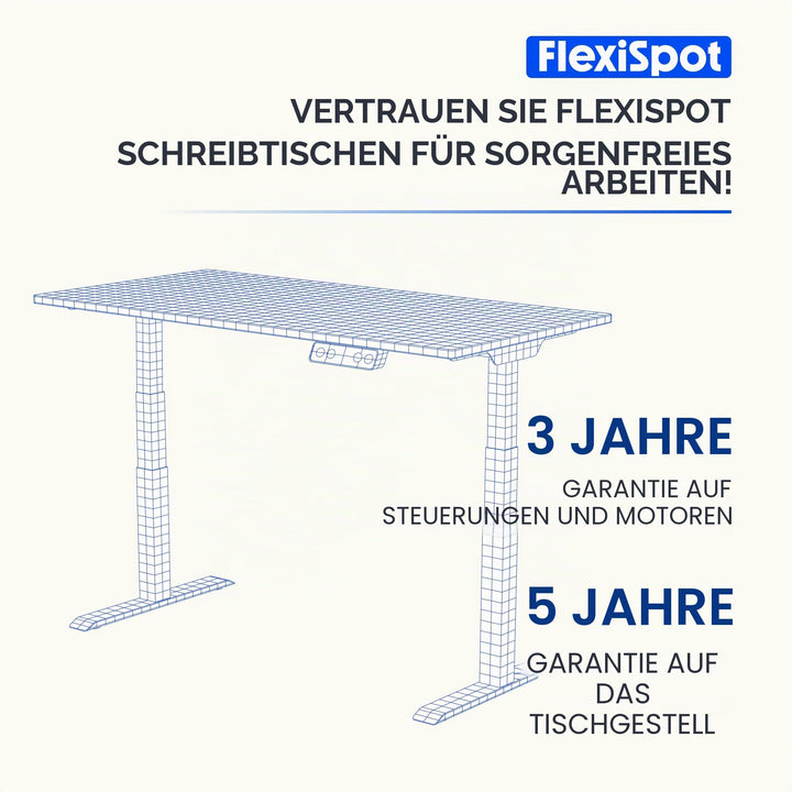 Höhenverstellbarer Schreibtisch Elektrisch 120x60cm Stahl Weiss - Bild 9