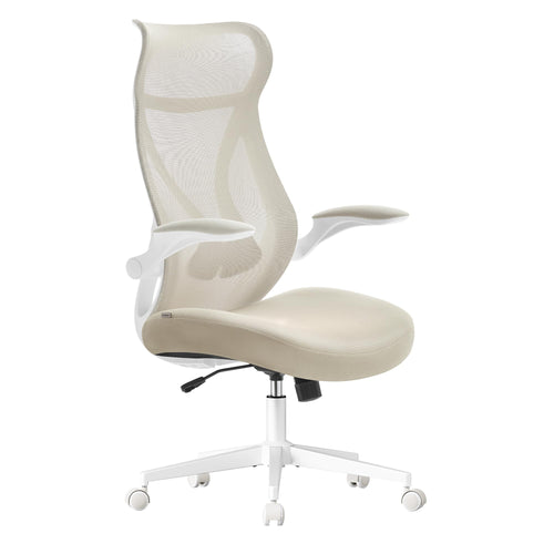 Bürostuhl ergonomisch mit Kopfstütze, klappbare Armlehnen, bis 150 kg