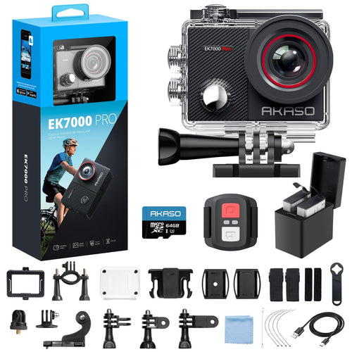 Action Cam 4K30fps mit EIS, Touchscreen, wasserdicht bis 40m + 64GB