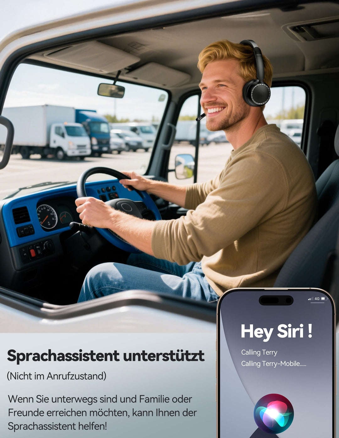 Bluetooth Headset On-Ear mit KI-Rauschunterdrückung 55h Akku Büro - Bild 7