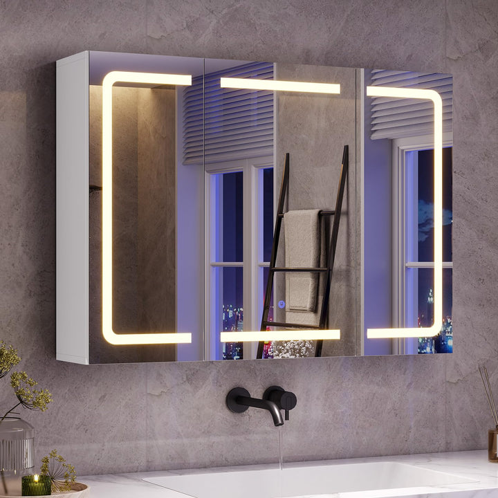 Spiegelschrank Bad LED 3 Farbtemperaturen mit Steckdose 60×80 cm