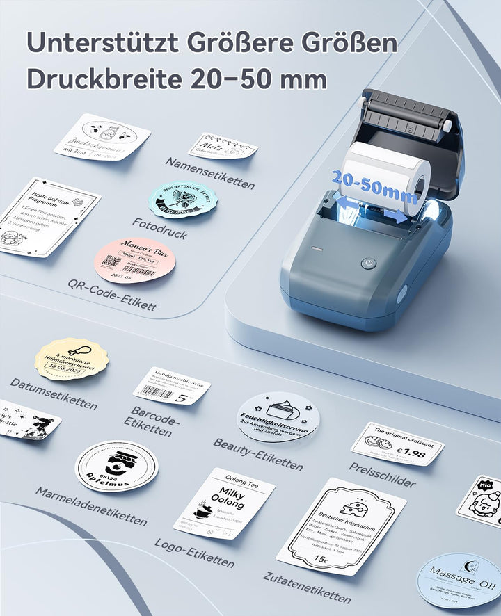 Etikettendrucker Thermodruck Bluetooth 50mm mit 3 Rollen wasserfest - Bild 5