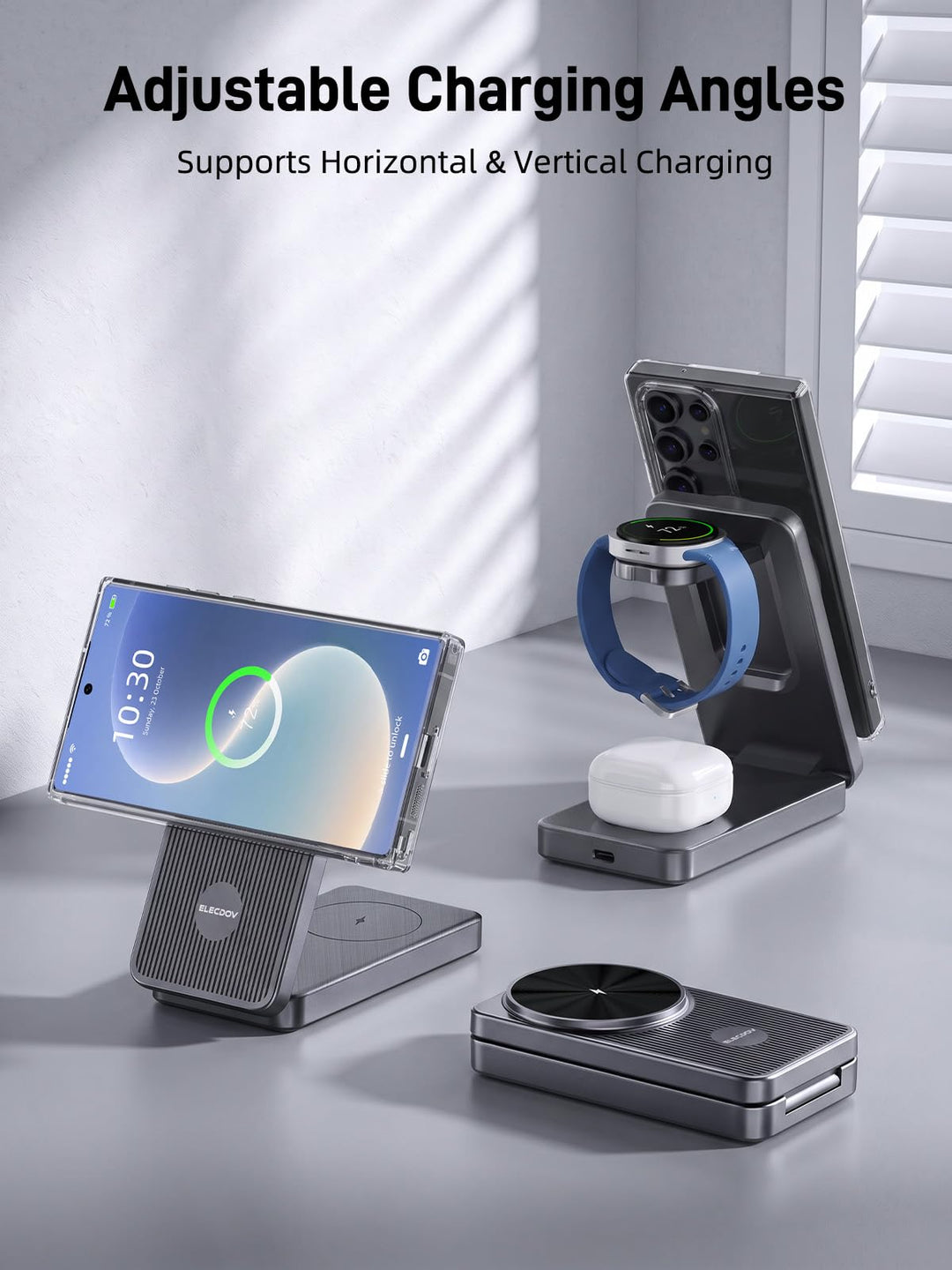 3-in-1 Ladestation Kabellos faltbar fuer Samsung Galaxy und Watch - Bild 7
