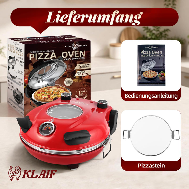 Elektrischer Pizzaofen 420°C Naturkeramikstein 31cm für Zuhause - Bild 5