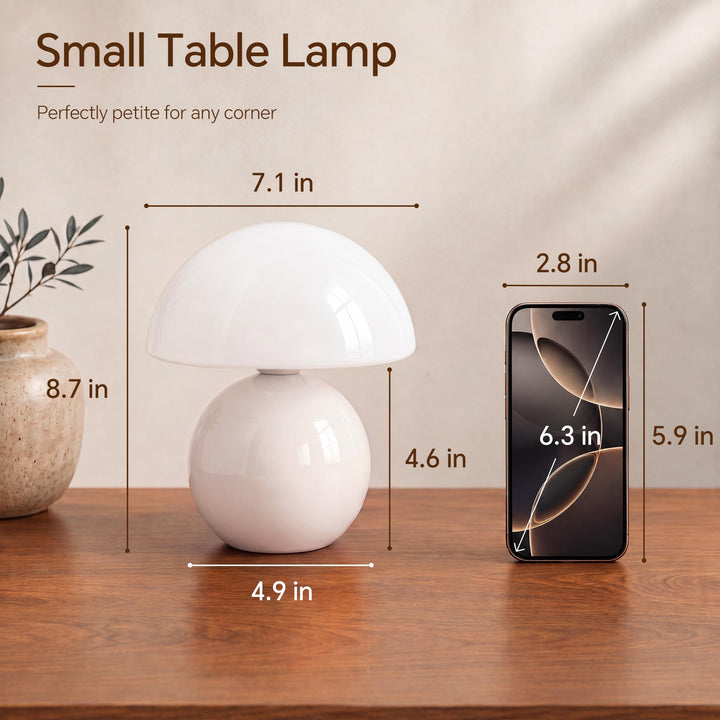 Pilz Tischlampe Keramikbasis Glas stufenlos dimmbar Dekolampe - Bild 7
