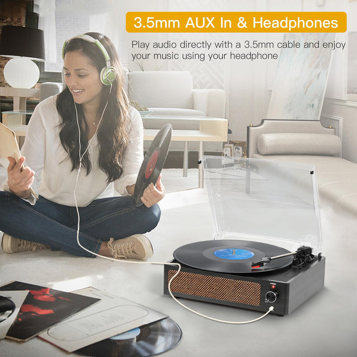 Plattenspieler mit eingebauten Lautsprechern Bluetooth 3-Gang Vintage - Bild 8