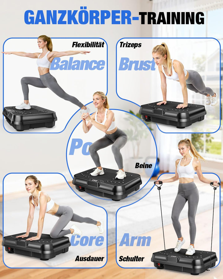 Vibrationsplatte mit 250 Stufen und Zugseil für Heimtraining - Bild 5