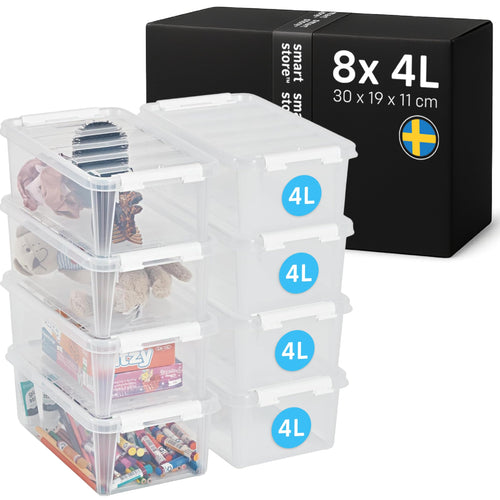 Aufbewahrungsboxen Kunststoff 4 l mit Deckel 8er-Set stapelbar