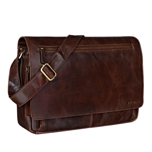 Laptoptasche Leder 15,6 Zoll Vintage Büffelleder Braun Unisex