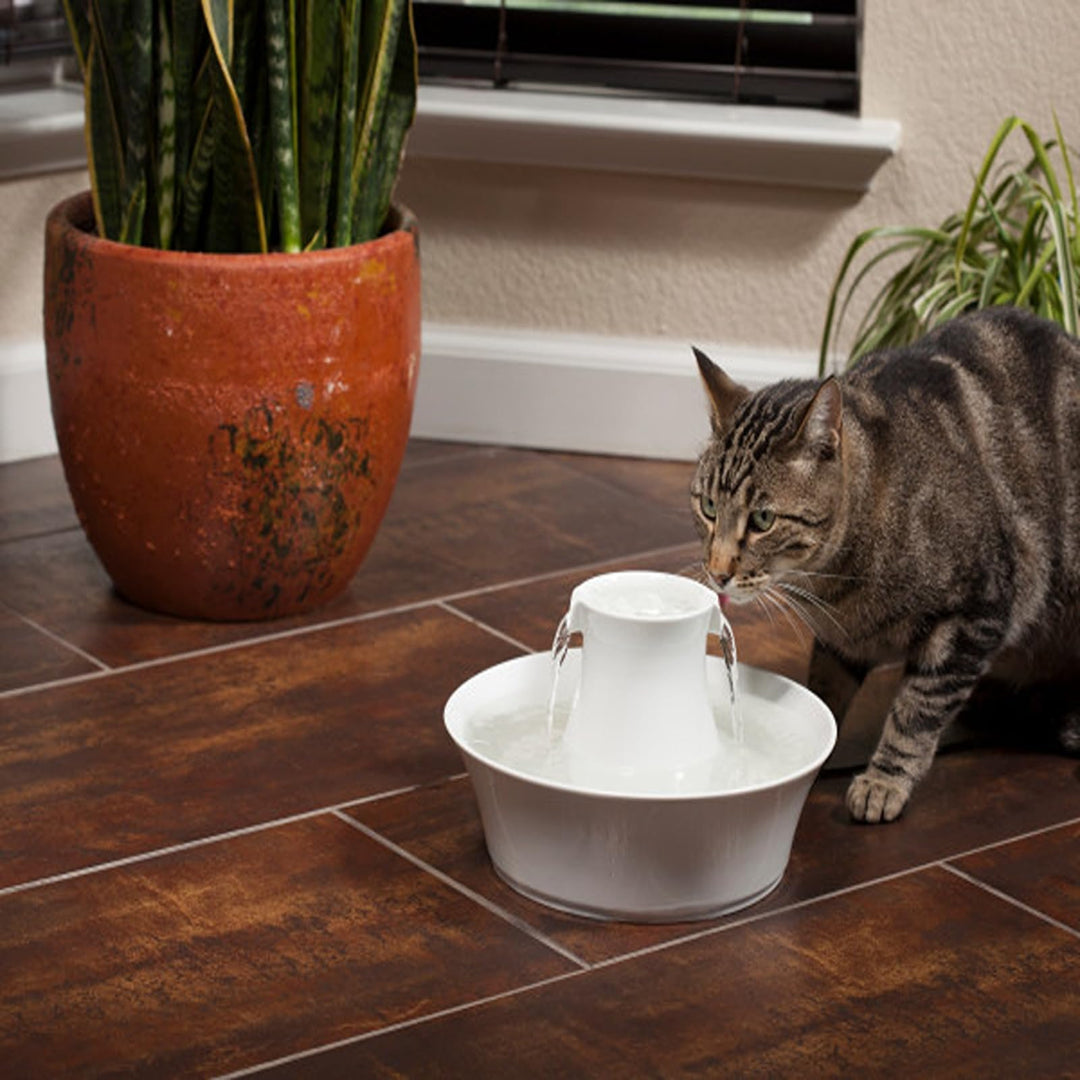 Keramik-Trinkbrunnen Katze &amp; Hund mit Doppelfilter 2 L weiss - Bild 9