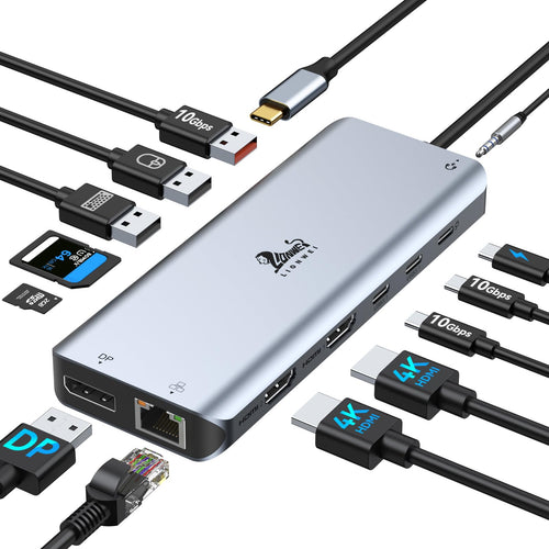 Docking Station 13-in-1 Dual Monitor USB-C für Laptop 4K