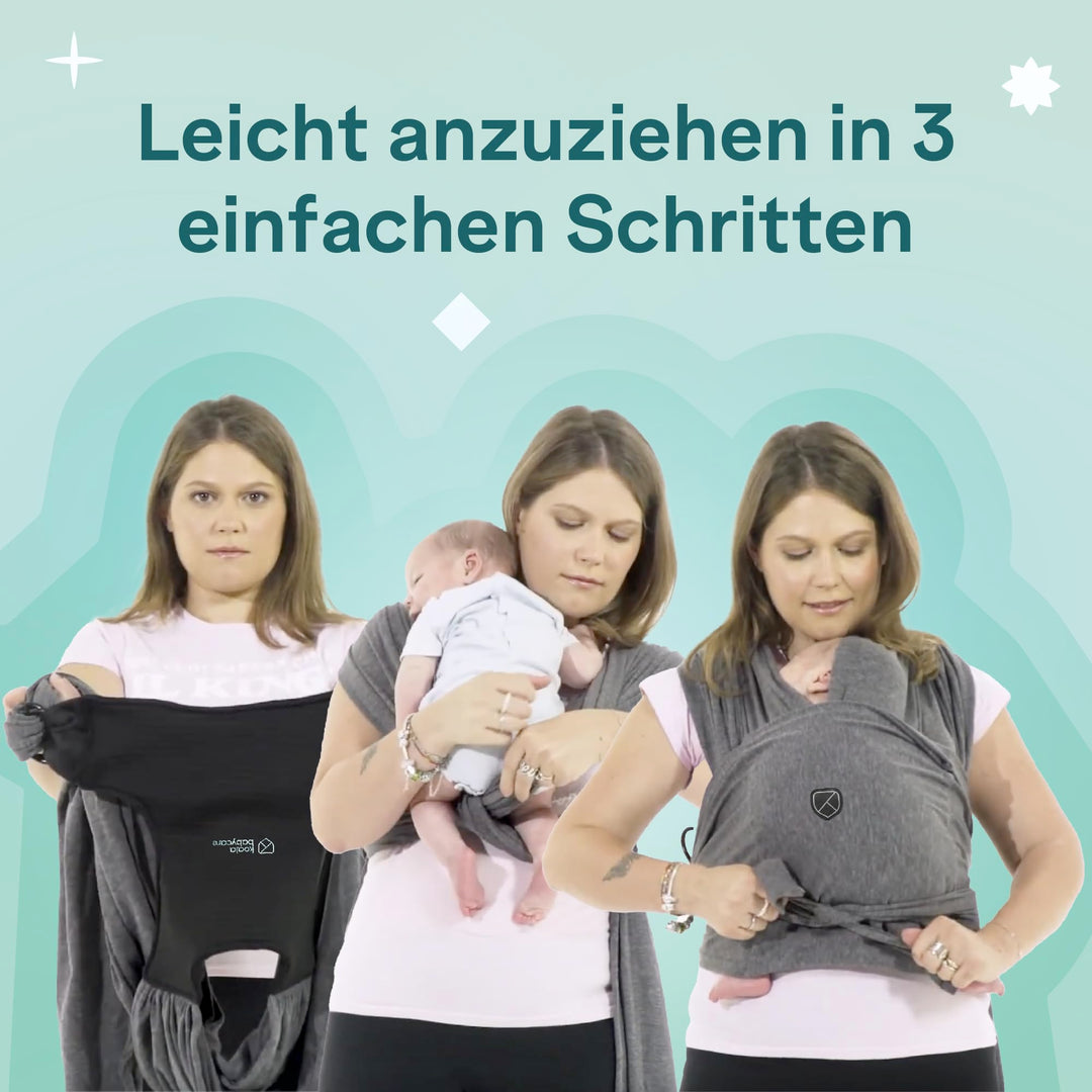Tragetuch Neugeborene mit Ringverschluss anthrazit bis 9 kg - Bild 3