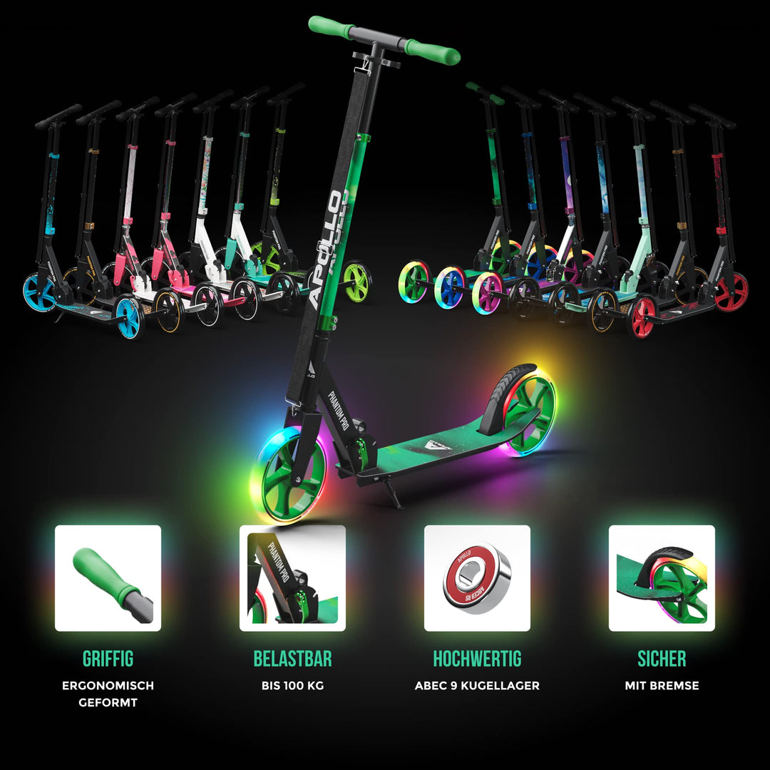 Cityroller LED-Räder klappbar höhenverstellbar 120–190 cm - Bild 6