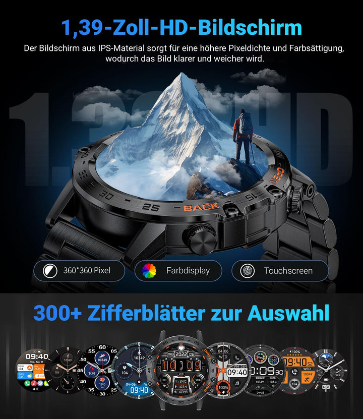 Smartwatch mit Telefonfunktion 1,39 Zoll 111 Sportmodi IP67 Herren - Bild 2