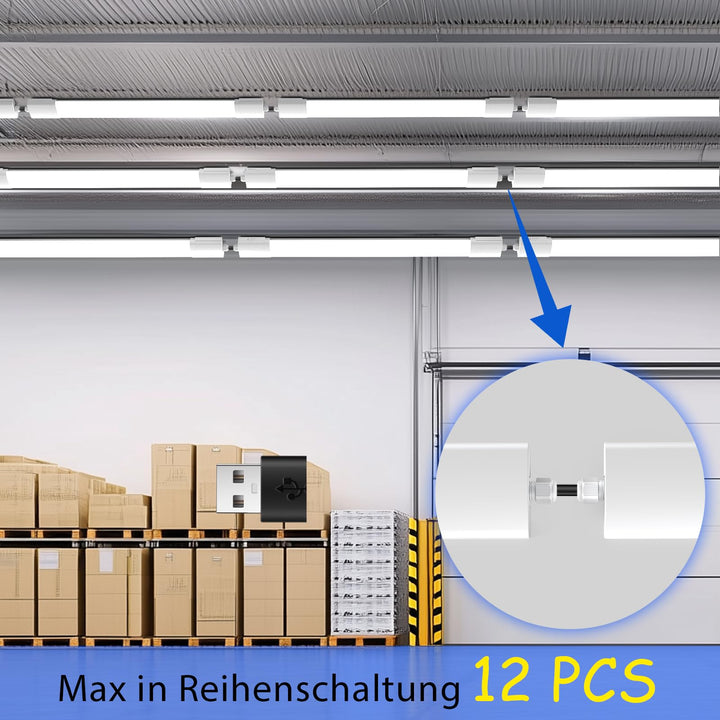 LED Feuchtraumleuchte 150 cm 45W 4950lm Kaltweiss IP65 fuer Garage Keller - Bild 4