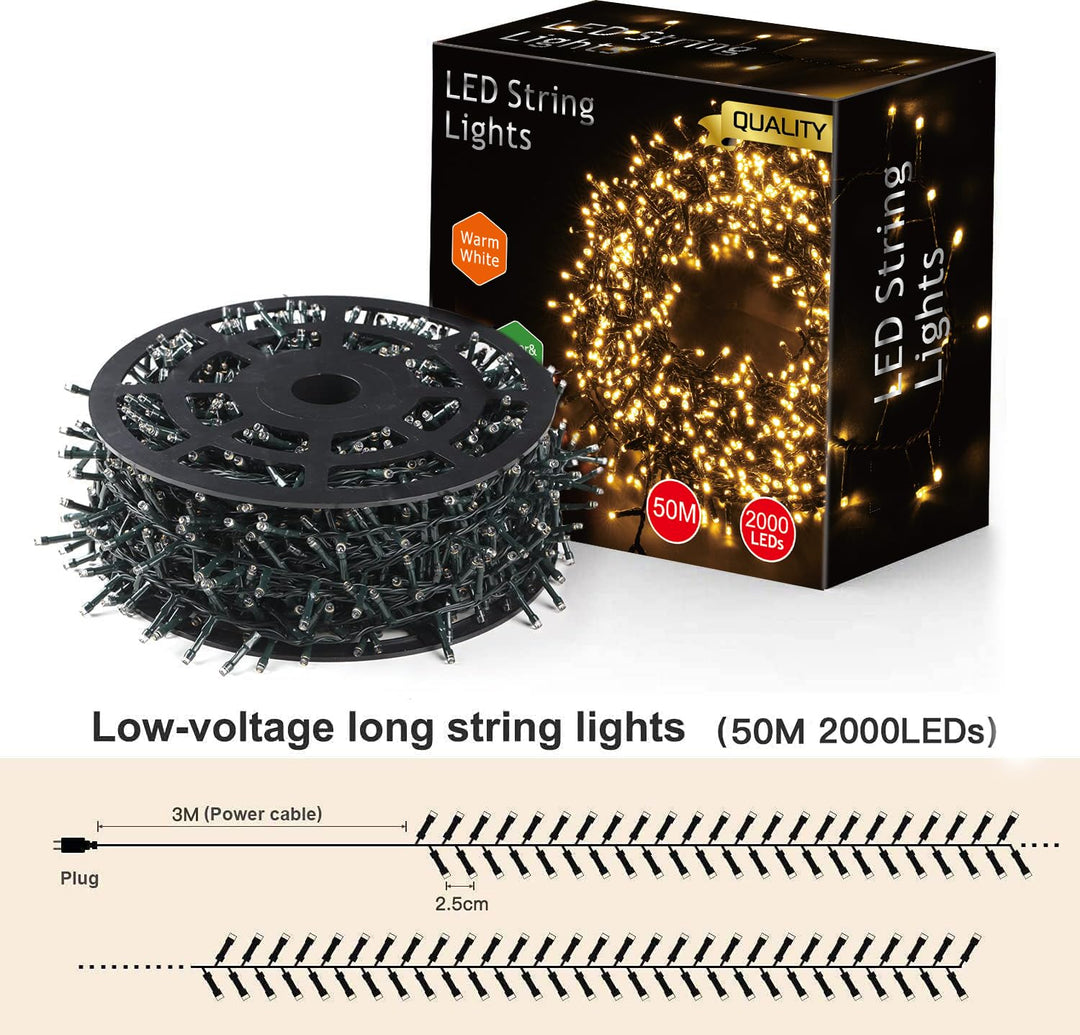 Lichterkette Aussen 2000 LEDs 50m Kupferdraht IP44 warmweiss - Bild 6