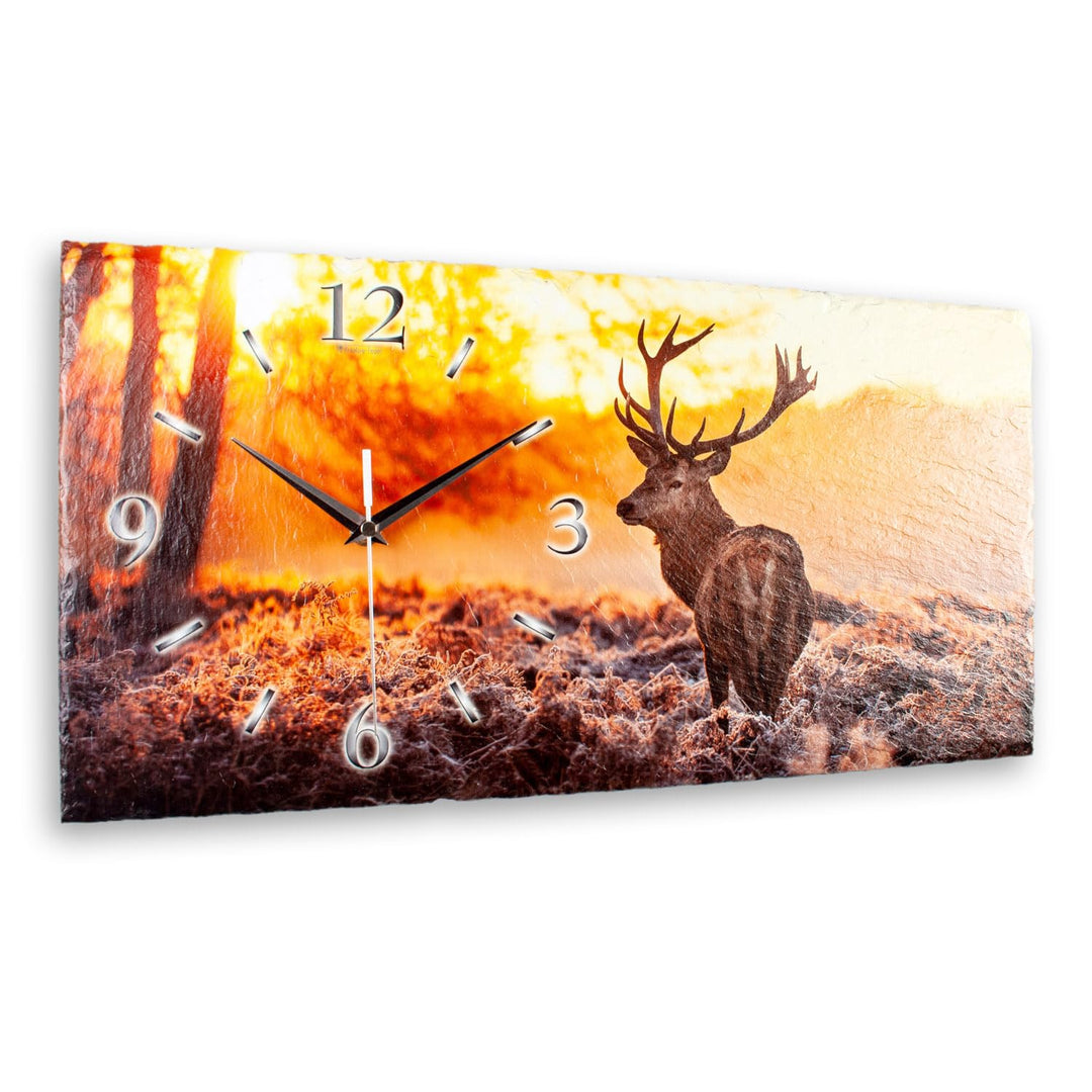 Wanduhr Schiefer Hirsch-Motiv 50x25 cm mit Funkuhrwerk - Bild 2