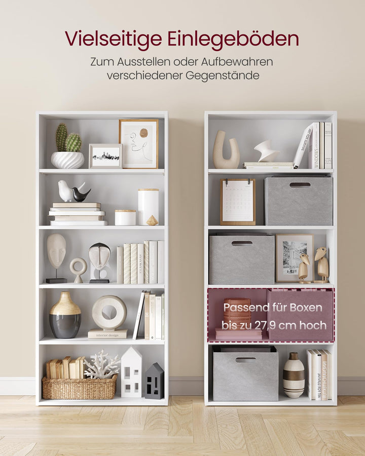Standregal 5 Ebenen mit verstellbaren Ablagen, 60x24x134 cm, Weiss - Bild 5
