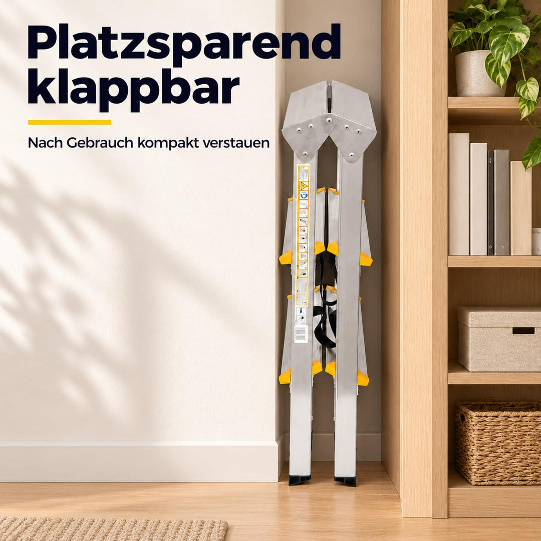 Trittleiter 3 Stufen beidseitig klappbar Aluminium 150 kg TÜV - Bild 2