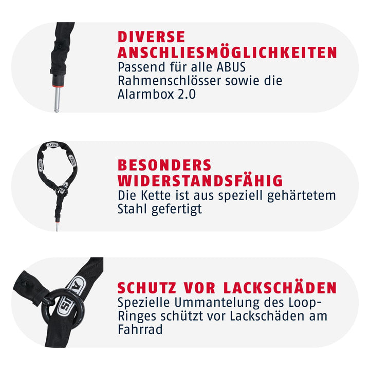 Fahrrad-Einsteckkette 6 mm Stahl mit Tasche 130 cm für Rahmenschloss - Bild 4