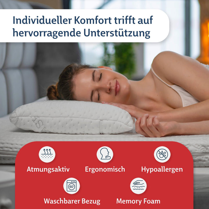 Nackenstützkissen Viscoelastisch Memory Foam 70x36 cm für Rücken- und Seitenschläfer - Bild 3