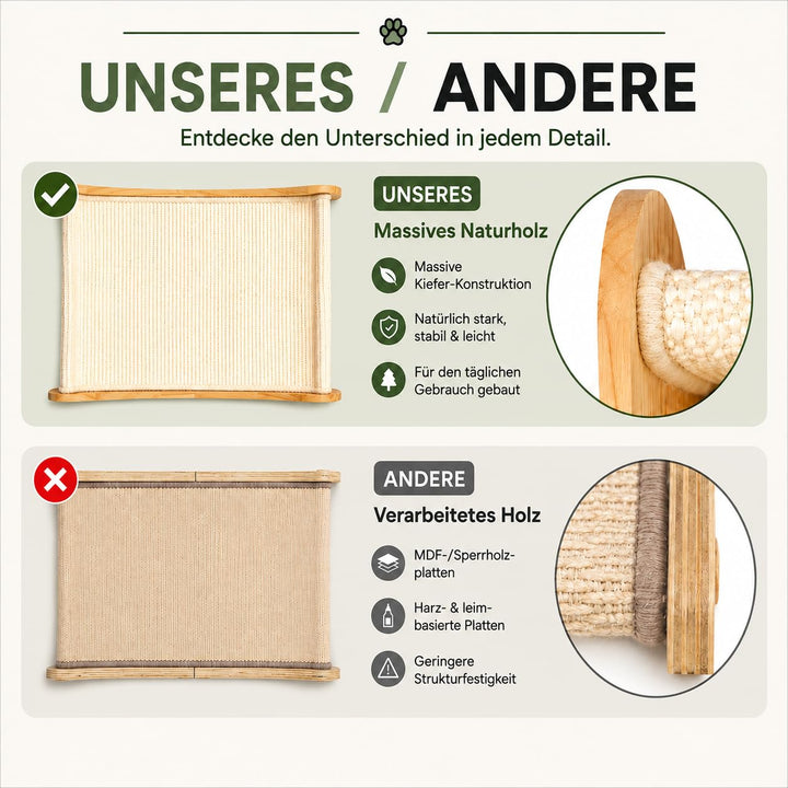 Katzen-Kratzbett Massivholz Natursisal 67x42 cm 2-in-1 Liege - Bild 9