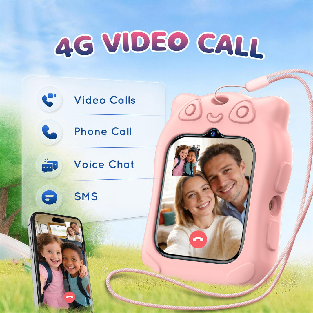 Kinder-Smartwatch 4G GPS SOS-Notruf Videoanruf Touchscreen Rosa - Bild 3