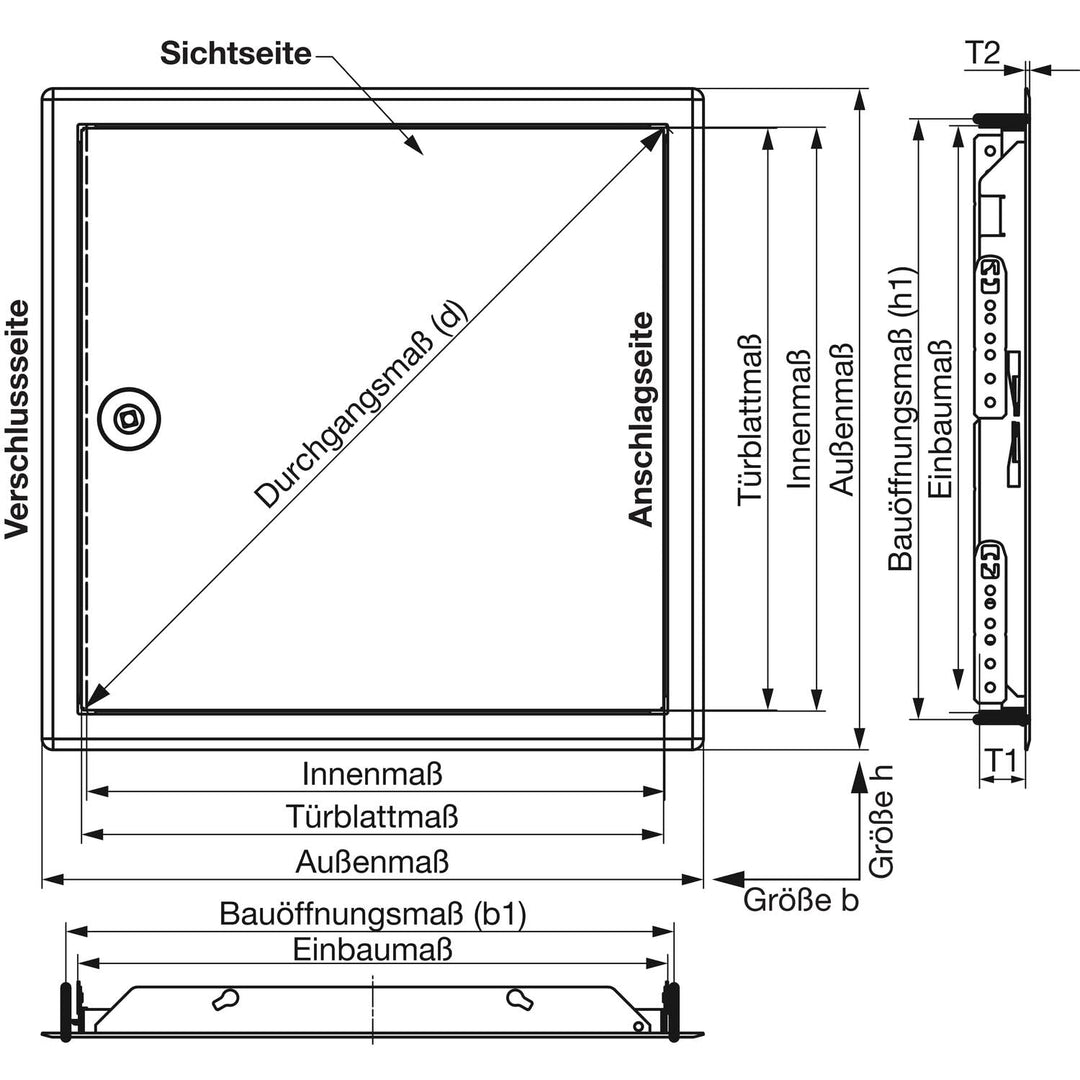 Revisionstür Edelstahl poliert 150x150mm mit Vierkantverschluss - Bild 3