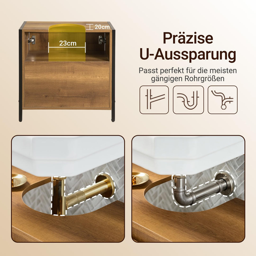 Waschbeckenunterschrank mit Siphonöffnung 60x60x30cm Braun - Bild 7