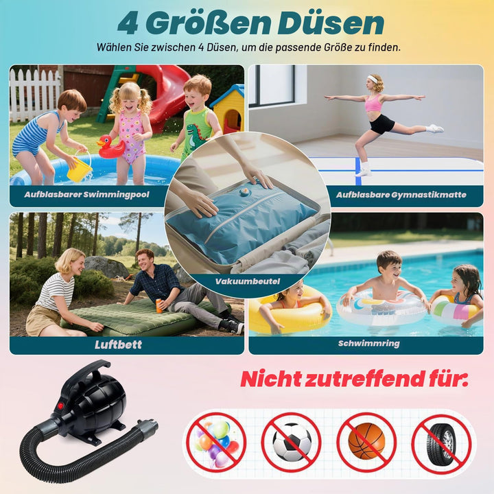 Elektrische Luftpumpe 500W für SUP Board und Gymnastikmatte - Bild 3