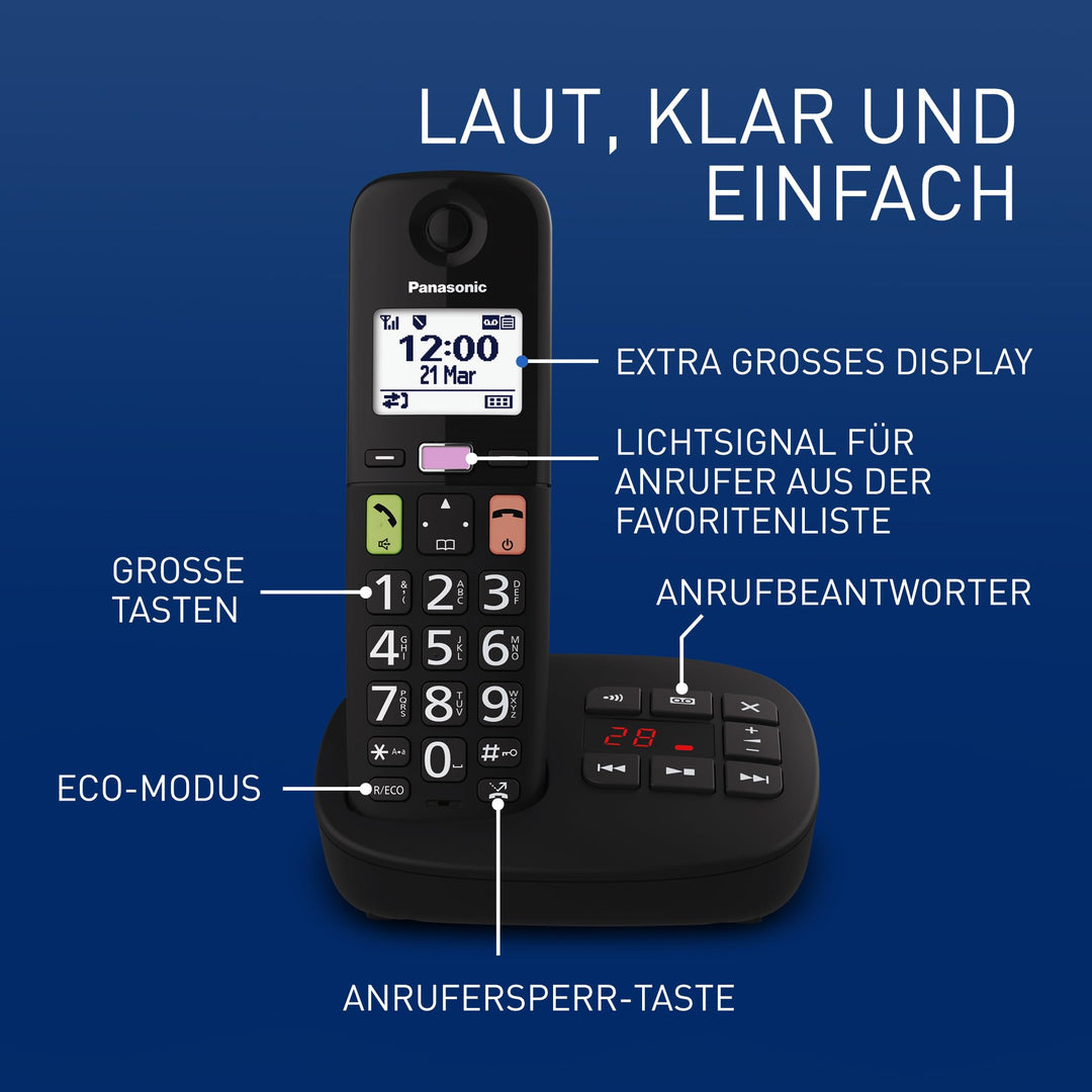 Schnurlostelefon Set mit Anrufbeantworter 3 Mobilteile grosse Tasten Senioren - Bild 2