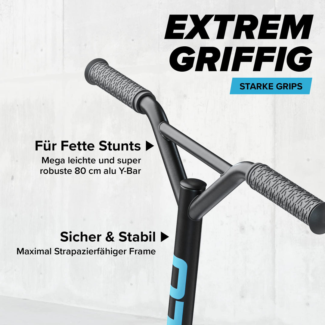 Stunt Scooter Aluminium 100mm Rollen ABEC-9 ab 6 Jahre Schwarz/Blau - Bild 3
