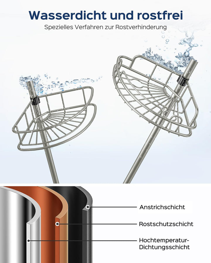 Duschablage Ecke Teleskop 4-stöckig ohne Bohren Metall Silber - Bild 4