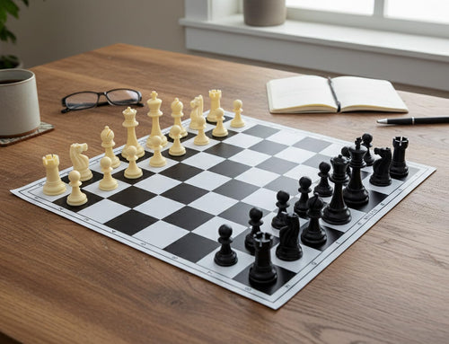 Schachspiel Turnier-Set Vinyl-Brett 46x46cm mit 34 Figuren