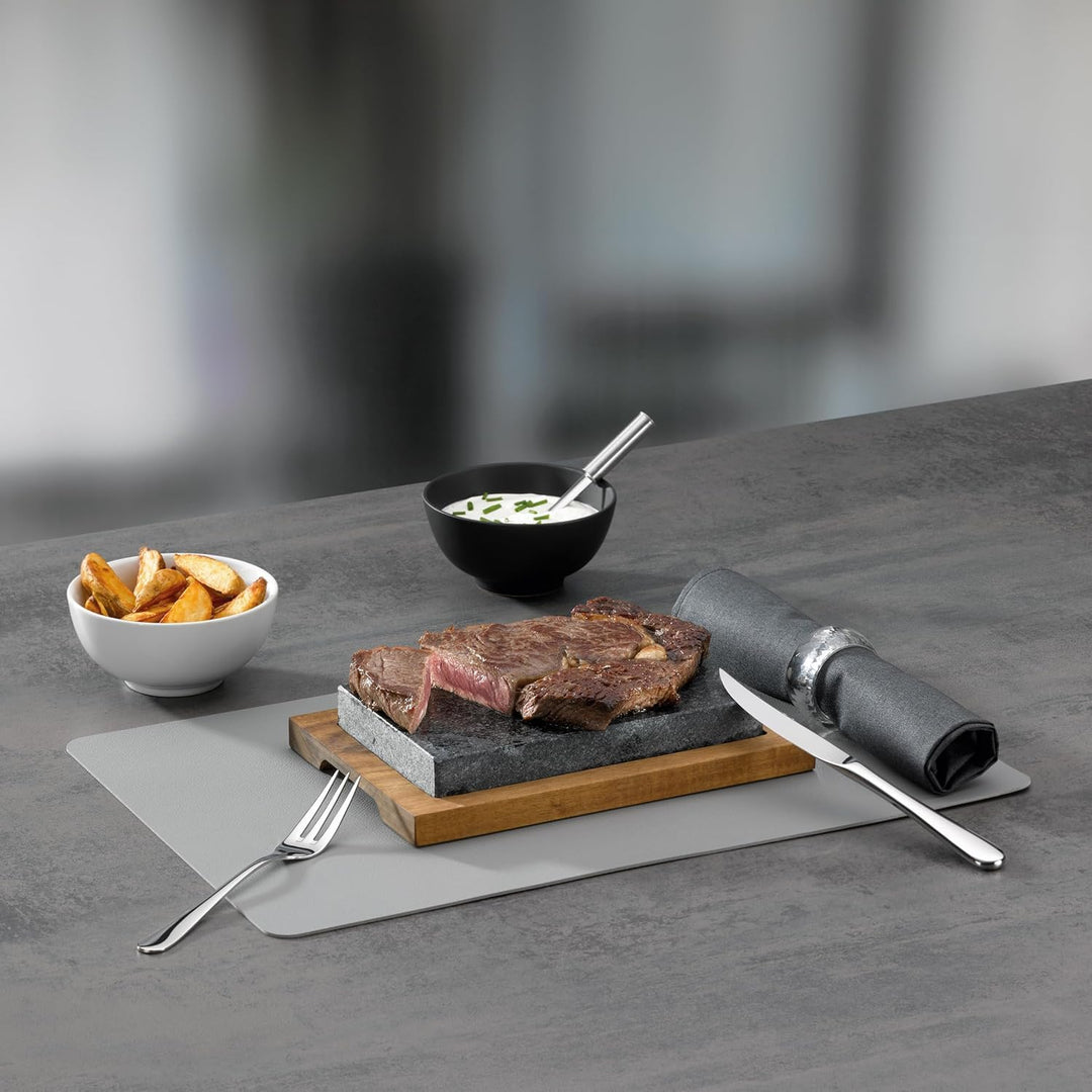 Steingrill Granit mit Akazienholz-Servierplatte 20x12 cm Tischgrill - Bild 8