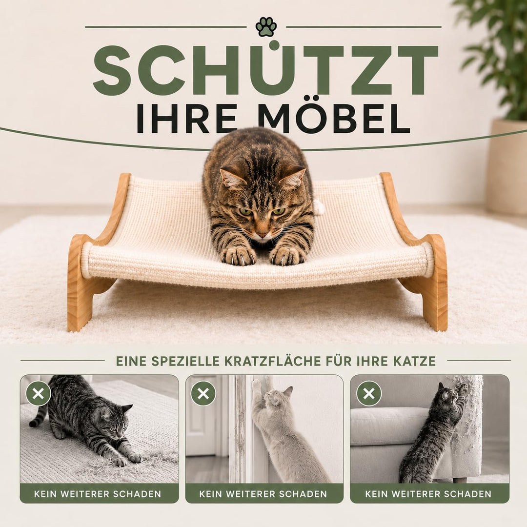 Katzen-Kratzbett Massivholz Natursisal 67x42 cm 2-in-1 Liege - Bild 4