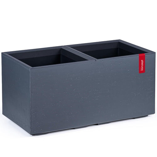 Pflanzkübel rechteckig 80x40x40 cm Beton-Optik auf Rollen anthrazit