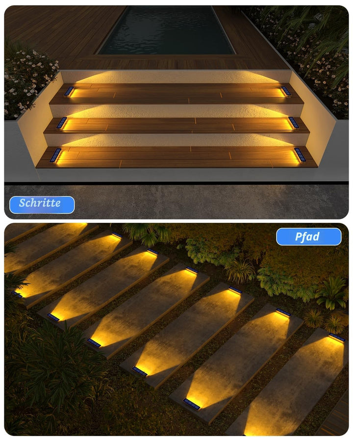Solar Bodenleuchten Aussen IP68 Warmweiss 8er-Set fuer Treppen - Bild 4
